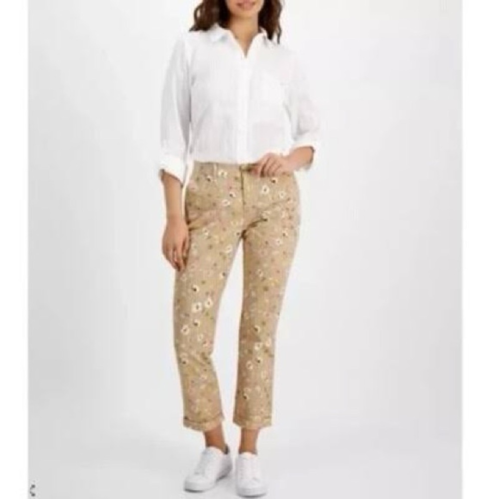 Tommy Hilfiger Women's Floral-Print Ditsy Hampton Chino Rolled-Cuff Pants